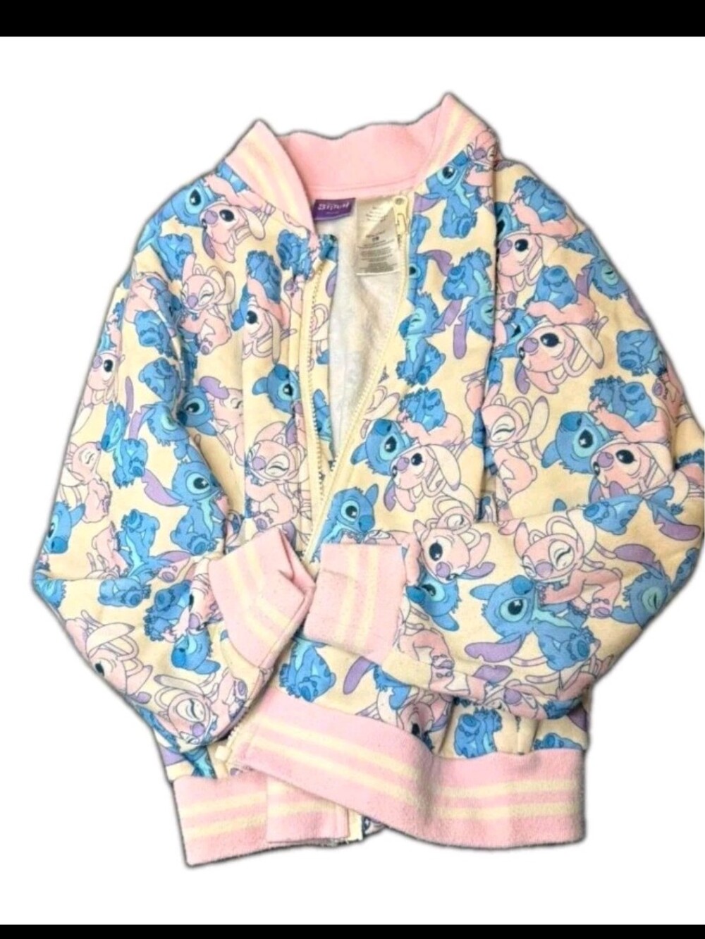 Disney Stitch & Angel Pink Kids Zip Bomber Jacket